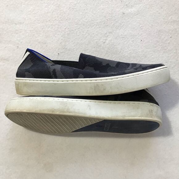 Rothy’s black grey camo slip on loafers sneakers 7.5 casual walking comfort - Picture 6 of 7